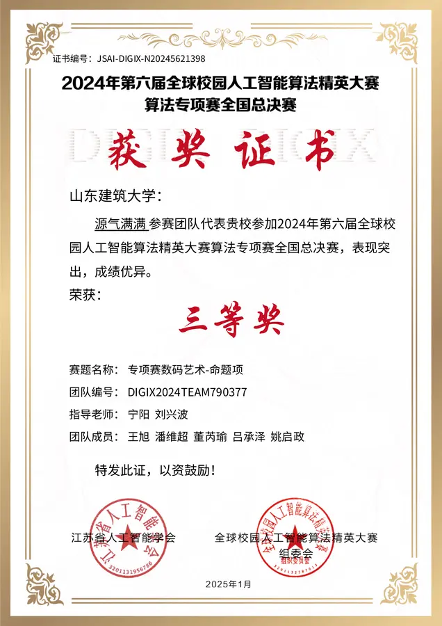 AI Algorithm Elite Competition National Third Prize